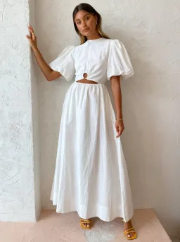 By Nicola Dahlia Ring Detail Maxi Dress in White Size 8 for rent on The Volte - image 4