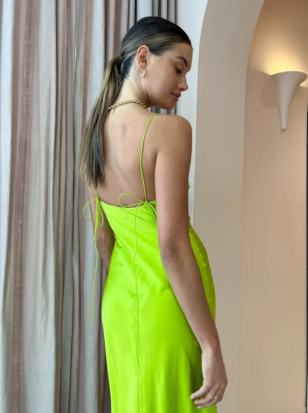 Ginia Sonia Maxi Dress in Electric Lime Size M / Au 10 for rent on The Volte - main image