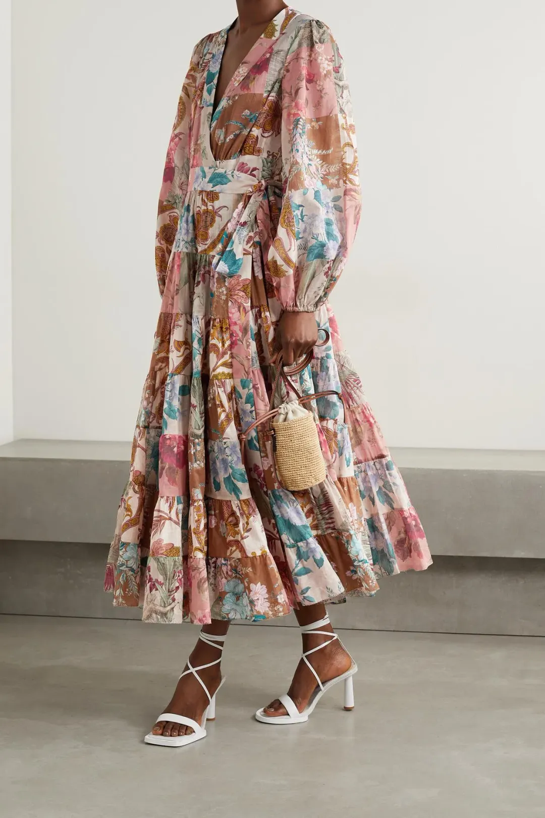 Zimmermann Cassia Patch Wrap Midi Dress Floral Size 2 / Au 12 for rent on The Volte - main image