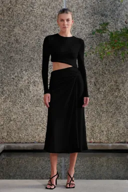 MISHA Arma Slinky Jersey Midi Dress Black Size 8/S for rent on The Volte - image 1