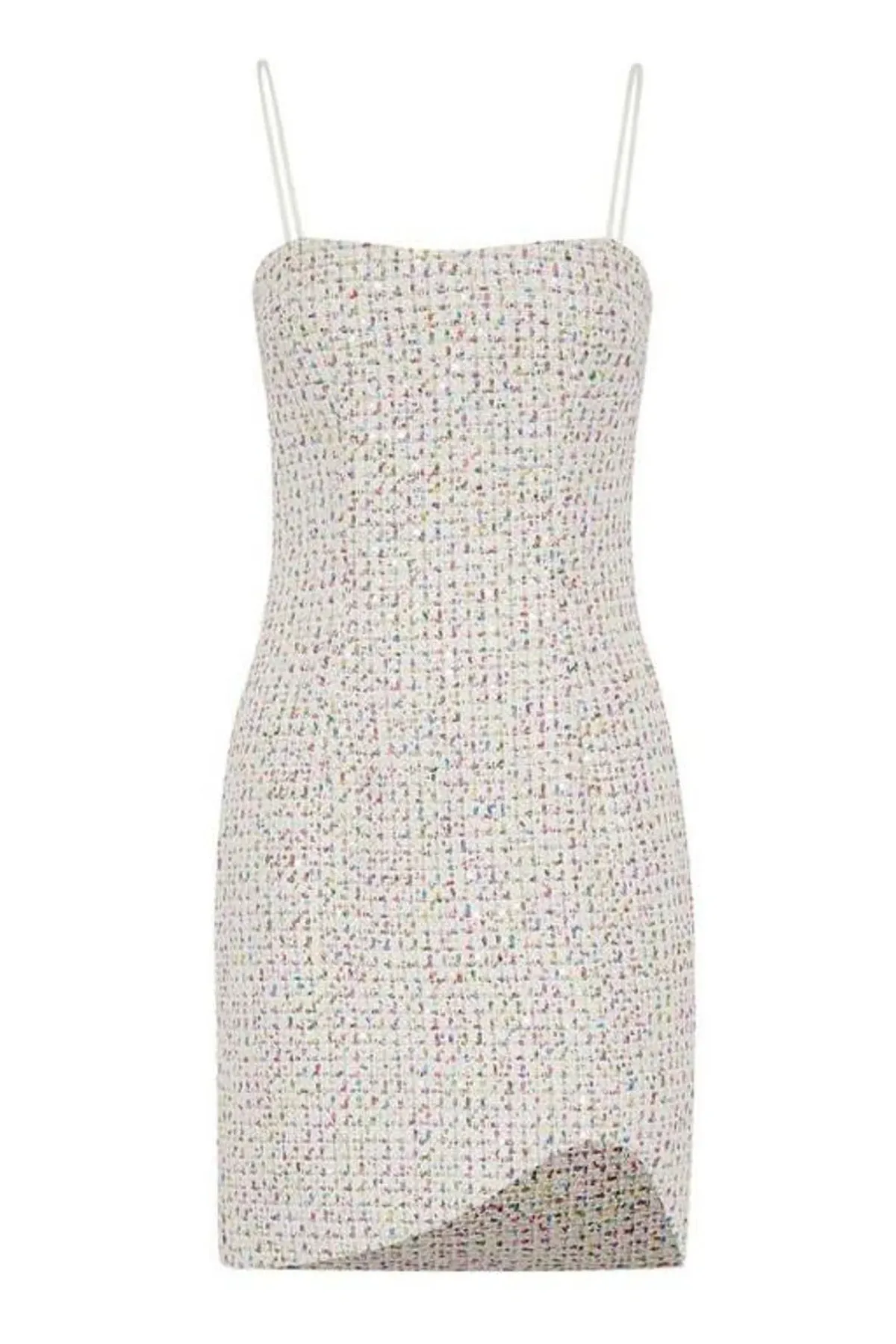 By Johnny Zoe Tweed Mini Shift Dress Metallic Size 8 - Image 4