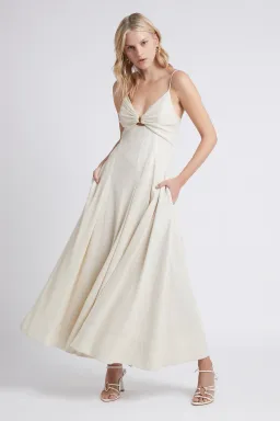 Aje Idyllic Strappy Sequin Midi Dress Ivory Size 14 for rent on The Volte - image 1