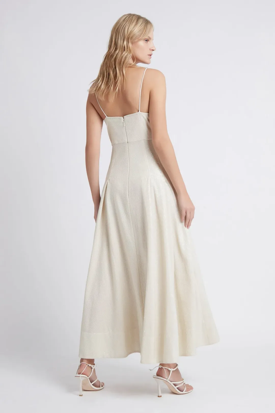 Aje Idyllic Strappy Sequin Midi Dress Ivory Size 14 for rent on The Volte - main image