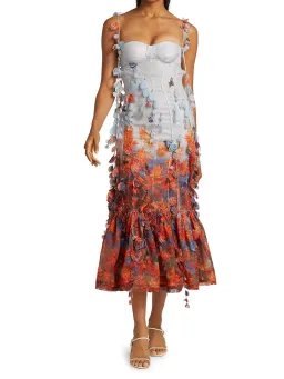 Zimmermann Wild Botanica Printed Petal Midi Dress in Wildflower Size 1 / Au 10 for rent on The Volte - image 1