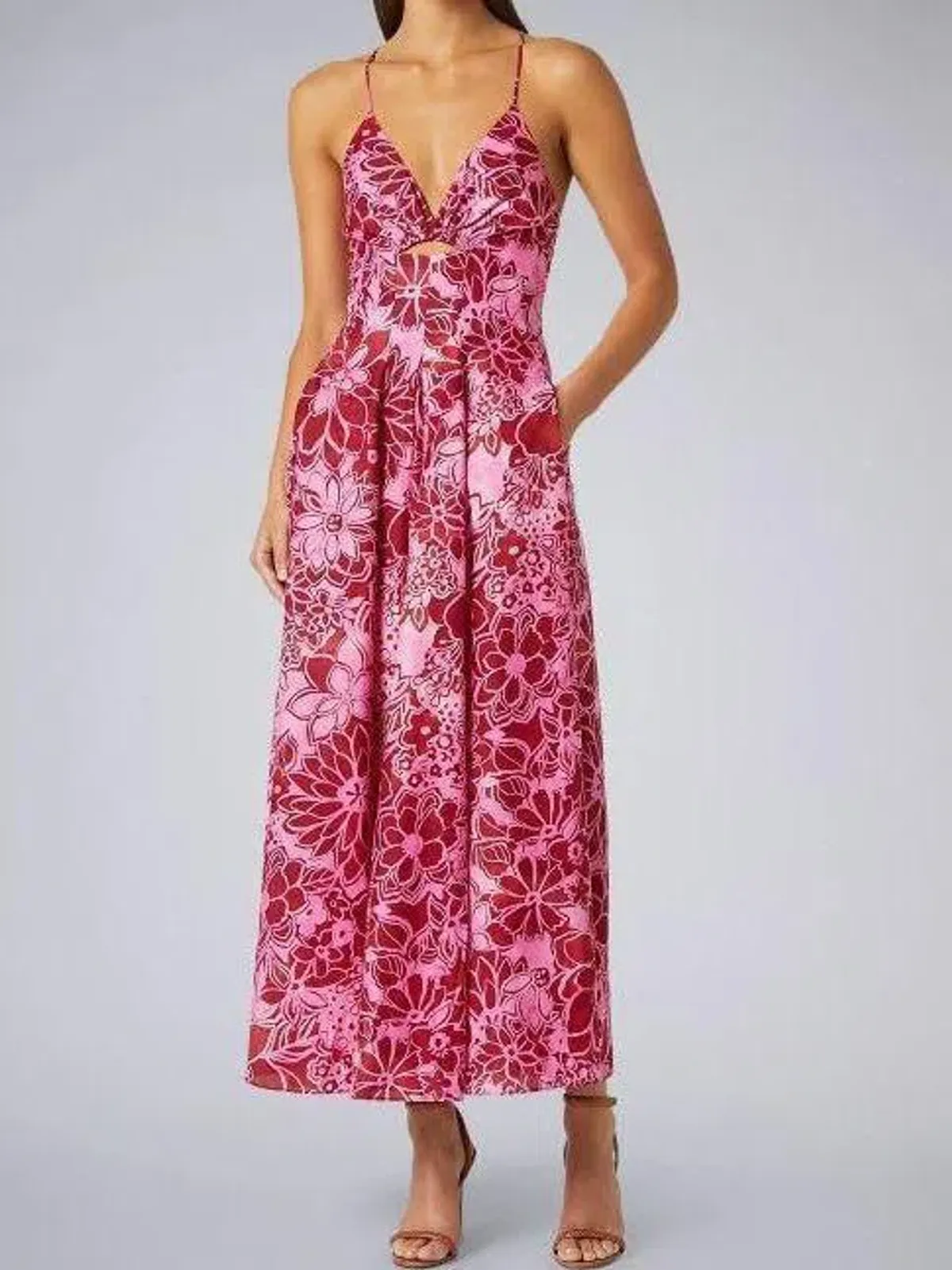 Scanlan Theodore Silk Cotton Strappy Dress Pink Size 6 / XS for rent on The Volte - main image