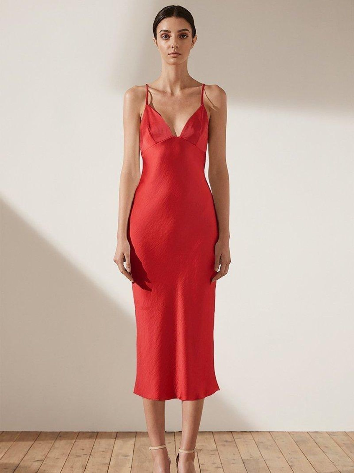 Shona Joy Adonis Bias Slip Midi Dress Ruby size 8 - Image 1
