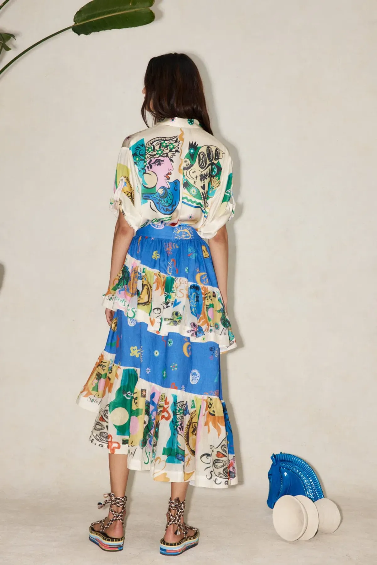 Alemais Soleil Oversized Shirt and Ruffle Skirt Set Print Size 14 - Image 3