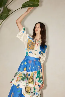 Alemais Soleil Oversized Shirt and Ruffle Skirt Set Print Size 14 for rent on The Volte - image 4
