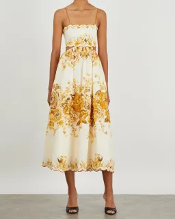 Zimmermann Aliane Scallop Midi Dress Floral Size 6 for rent on The Volte - image 1