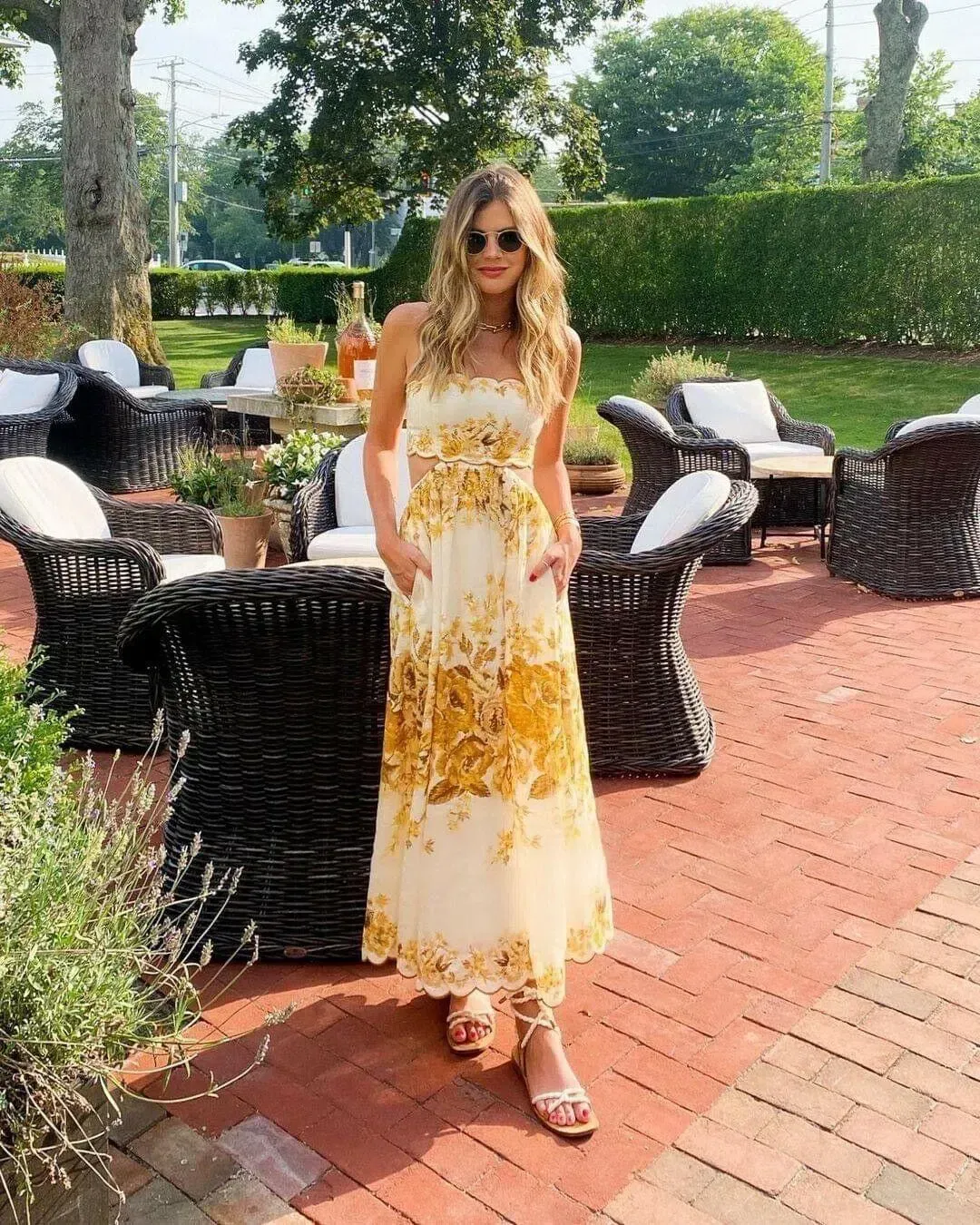 Zimmermann Aliane Scallop Midi Dress Floral Size 6 for rent on The Volte - main image