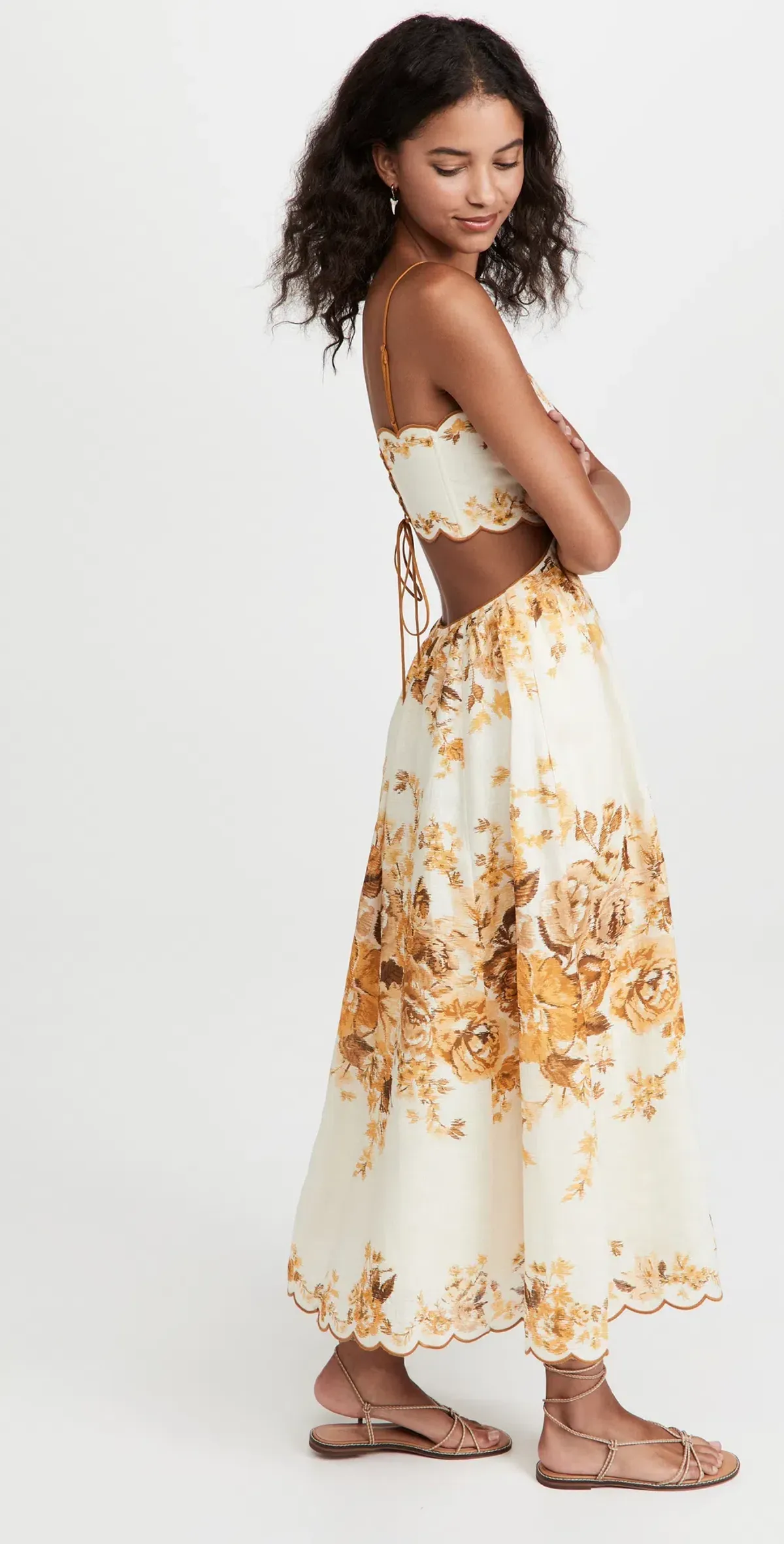 Zimmermann Aliane Scallop Midi Dress Floral Size 6 - Image 3