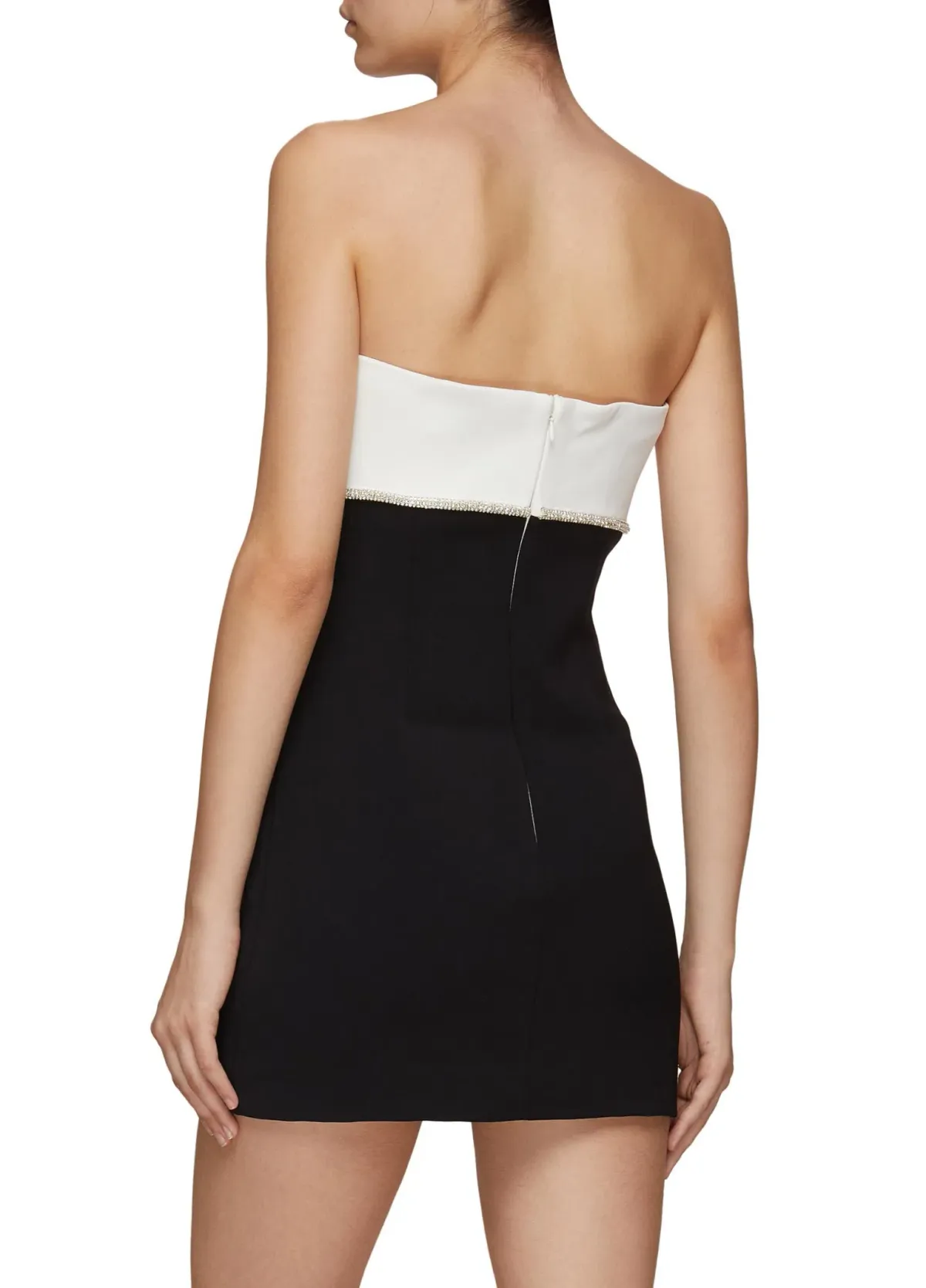 Self Portrait Crystal Embellished Bow Applique Mini Tube Dress Black/White Size 10 - Image 3