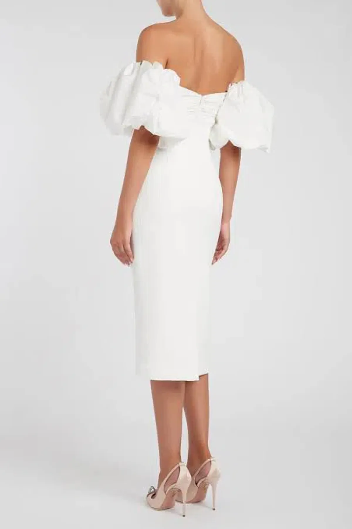Rebecca Vallance Genevieve Puff Sleeve Dress White Size 12 - Image 2