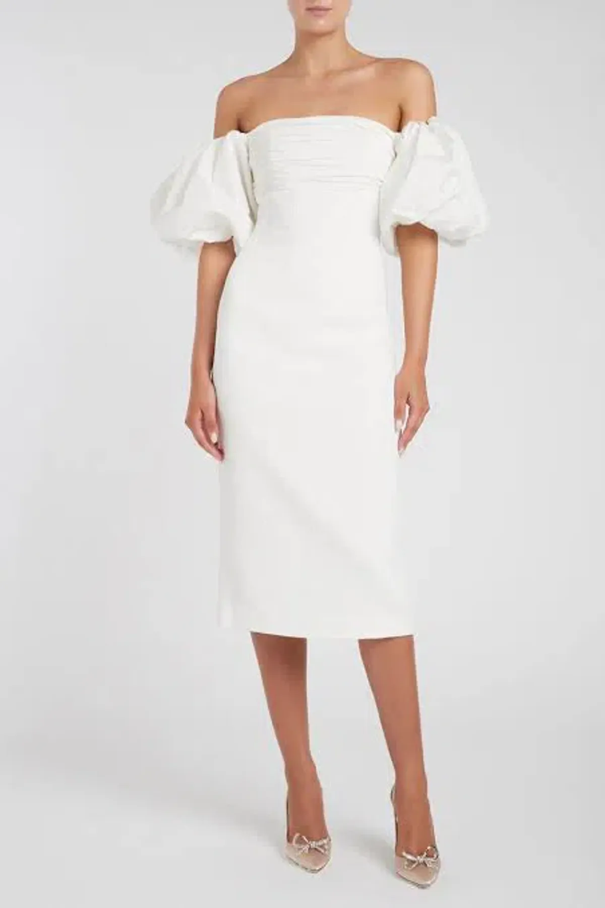 Rebecca Vallance Genevieve Puff Sleeve Dress White Size 12 for rent on The Volte - main image