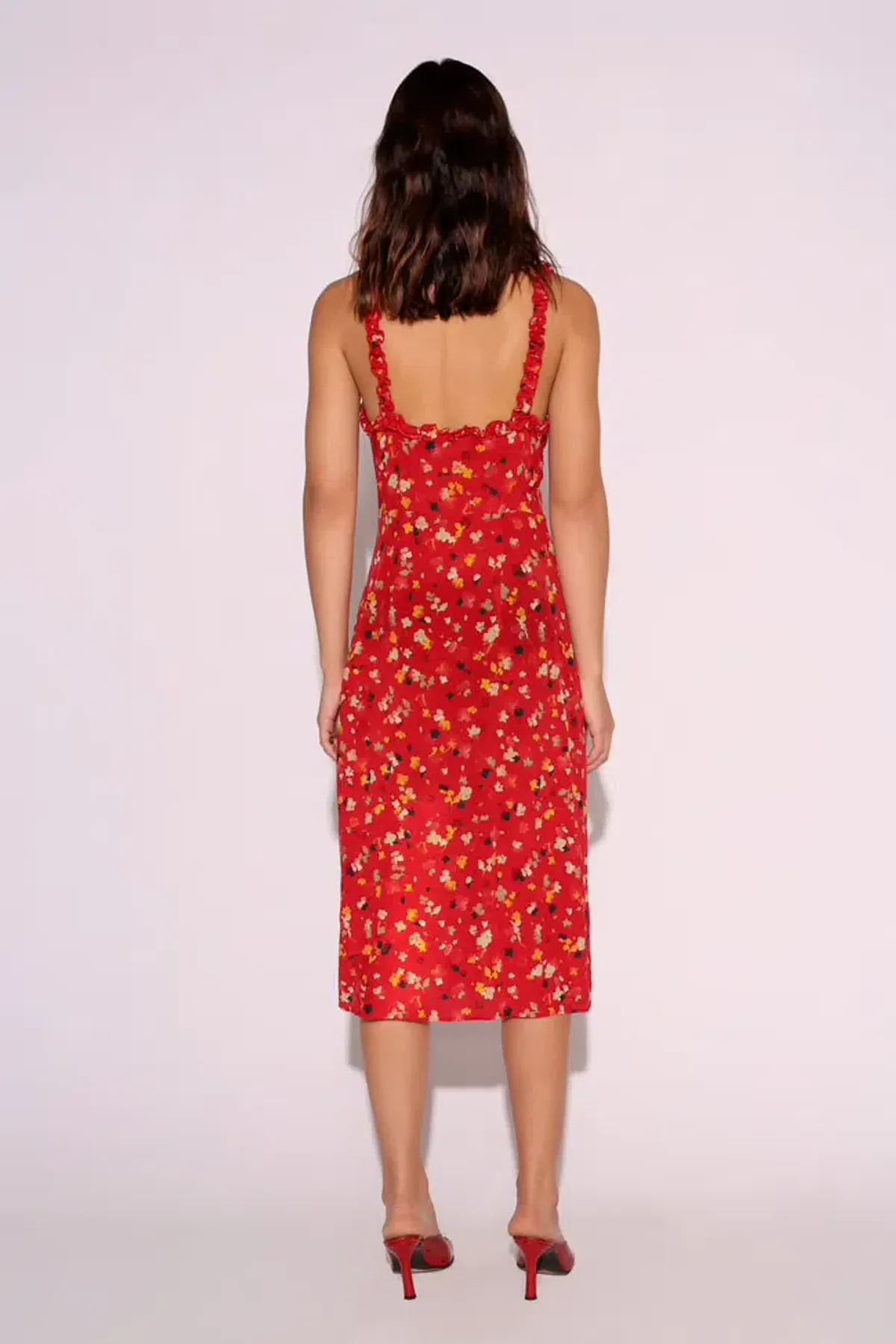 Realisation Par Juliet Midi Dress Red Floral Size L /Au 12 - Image 2