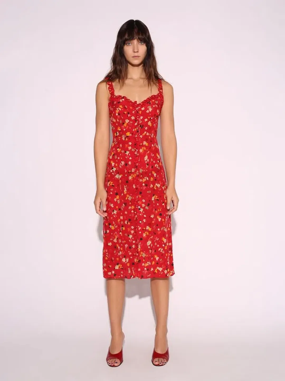 Realisation Par Juliet Midi Dress Red Floral Size L /Au 12 for rent on The Volte - main image