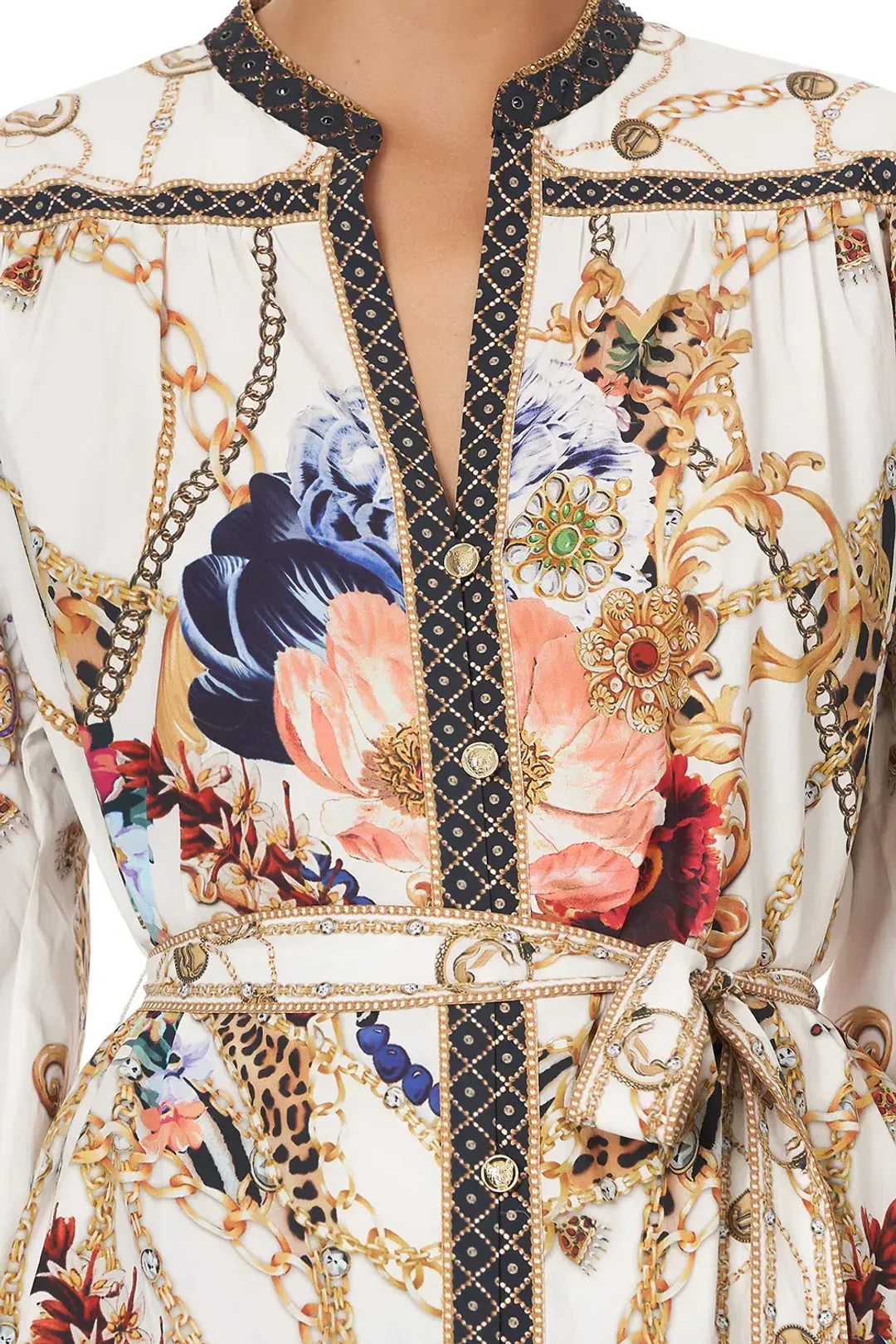 Camila Blouson Sleeve Shirt Dress Reign Supreme Print Size S/AU 6 for rent on The Volte - main image