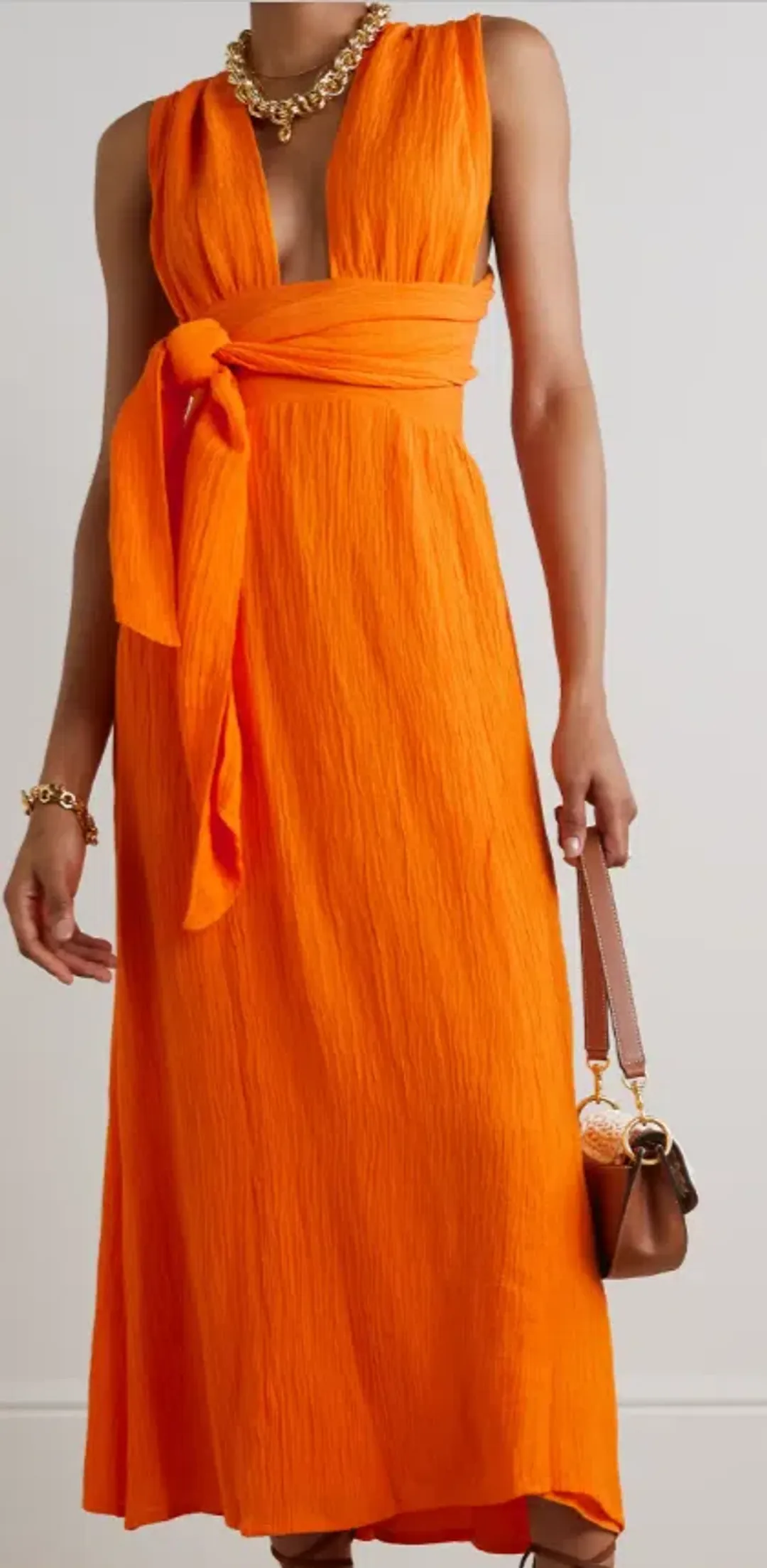 Faithfull The Brand Tropiques Maxi Dress Orange Size 8 / S for rent on The Volte - main image