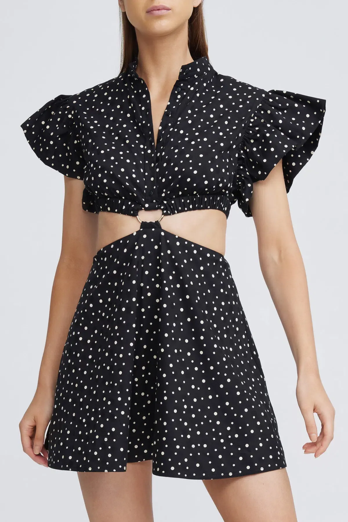 Significant Other Martine Mini Dress Black/Cream Polka Size 10 for rent on The Volte - main image