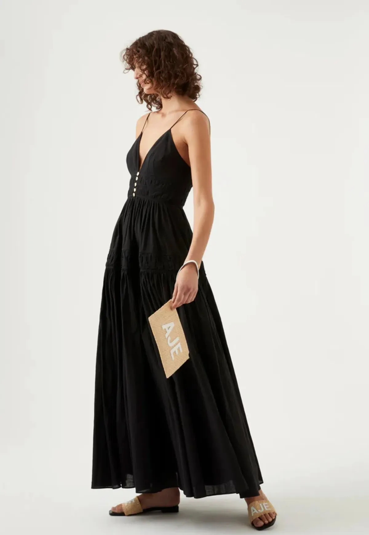 Grace Tiered Maxi Dress Black Size 8 - Image 1