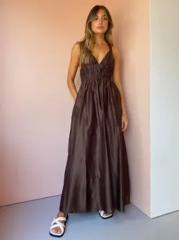 Sir the Label Anje V neck gown chocolate size 0 for rent on The Volte - image 2