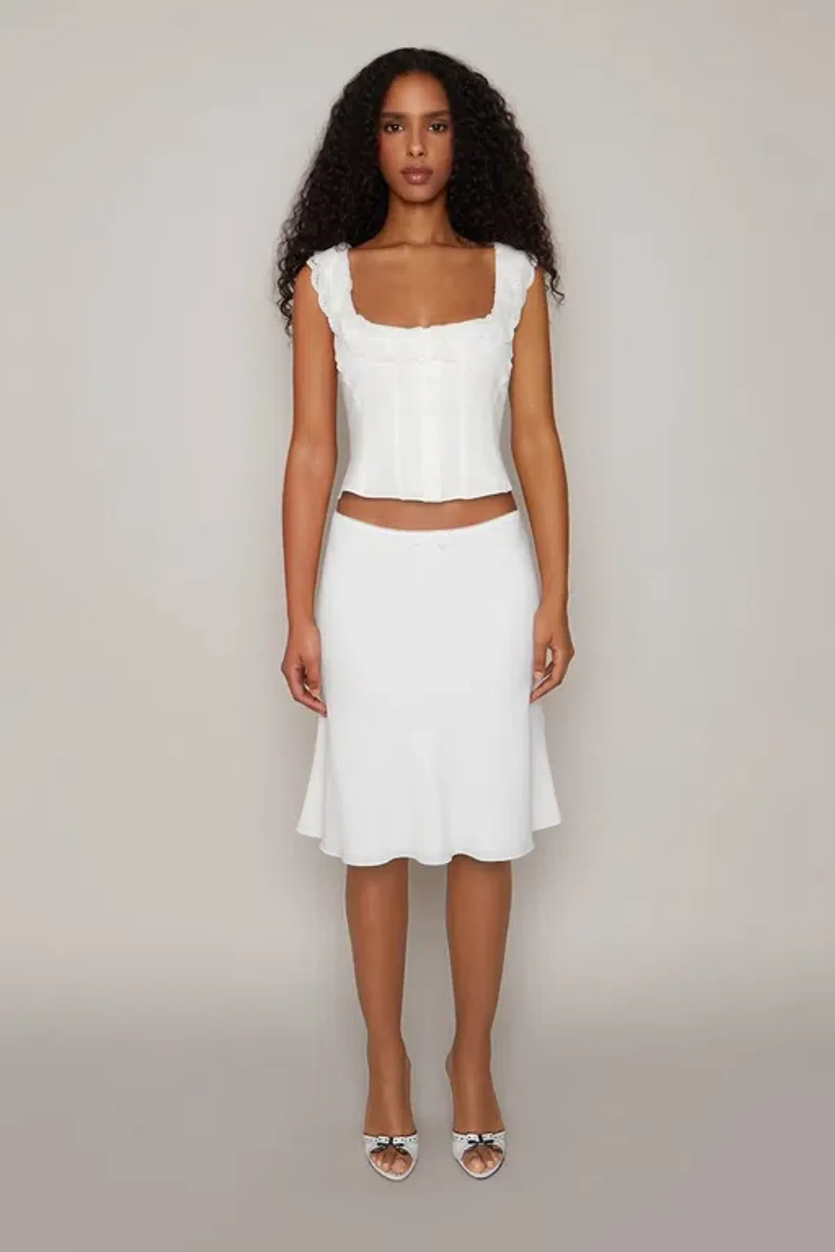 Danielle Guizio Paloma Lace Top & Skirt Set White Size 6 - Image 1