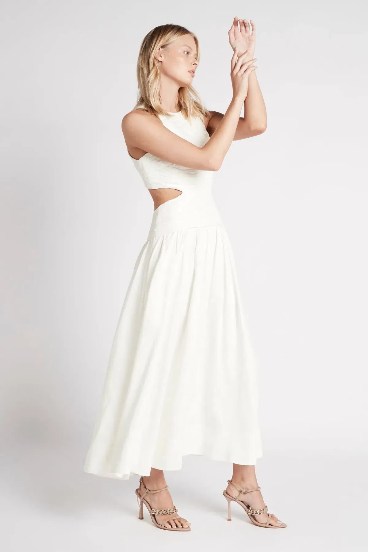 AJE Introspect Cut Out Midi Dress White Size 6 - Image 2