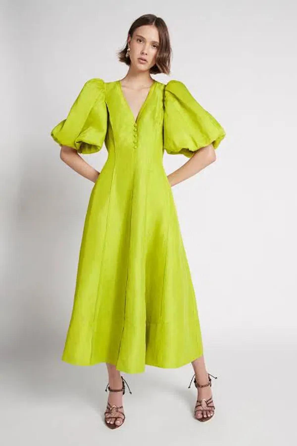 Aje Dusk Puff Sleeve Midi Dress Size 12 - Image 1