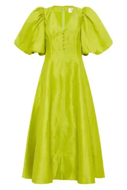 Aje Dusk Puff Sleeve Midi Dress Size 12 for rent on The Volte - image 3