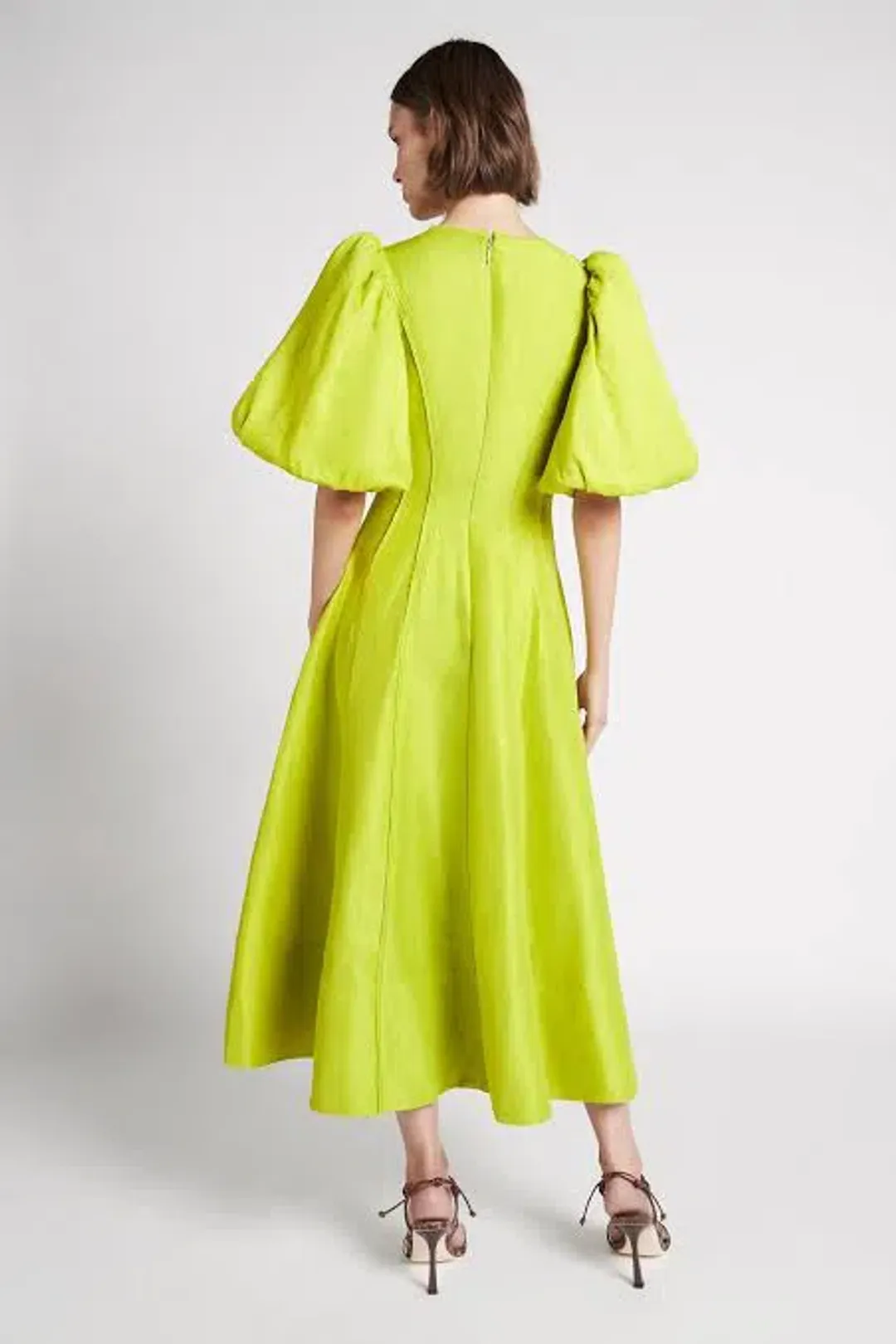 Aje Dusk Puff Sleeve Midi Dress Size 12 for rent on The Volte - main image
