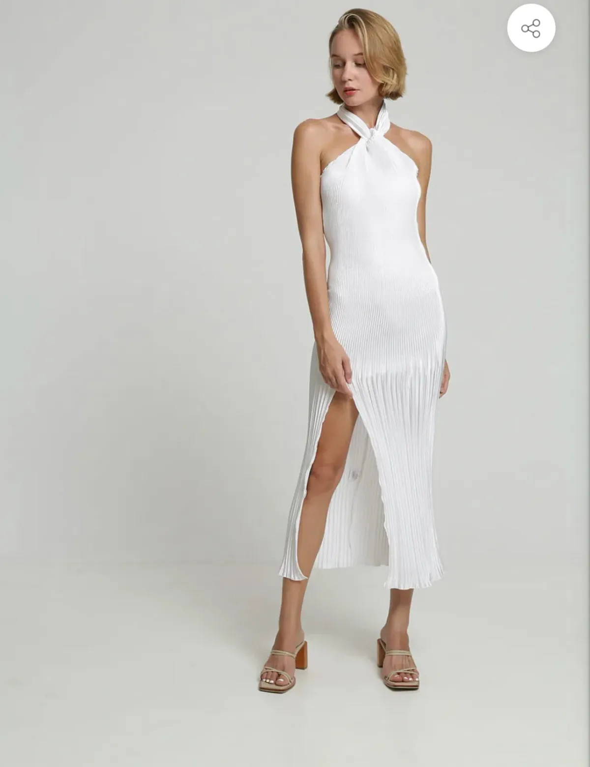 L’idee SOIREE PLEATED HALTER GOWN - BLANC size 8 for rent on The Volte - main image