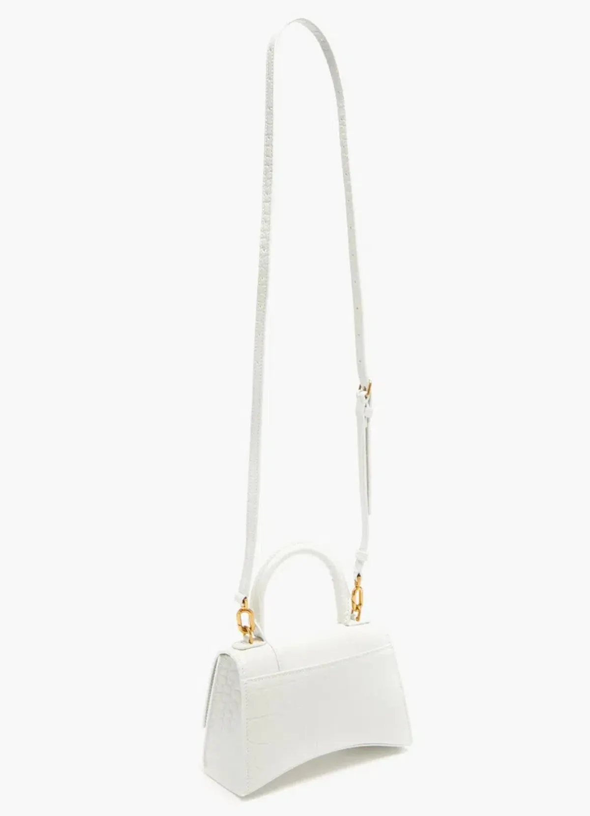 Balenciaga Hourglass XS Crocodile Effect Leather Bag White - Image 4
