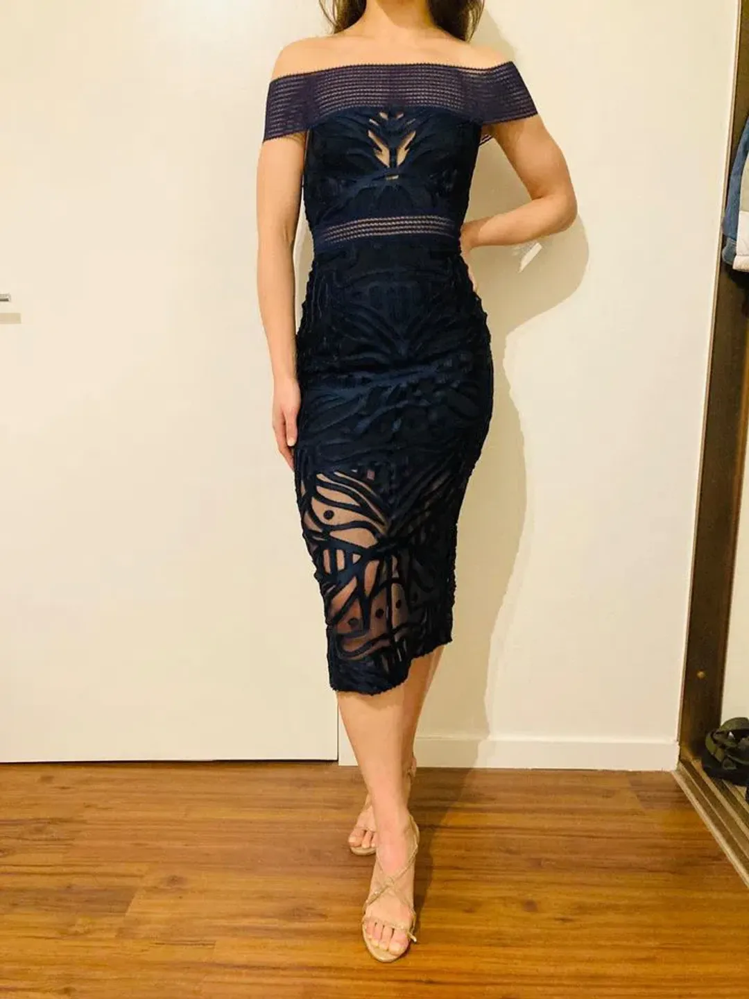 Alice McCall Lunar Eclipse Midi Cocktail Dress Navy Size 6 for rent on The Volte - main image
