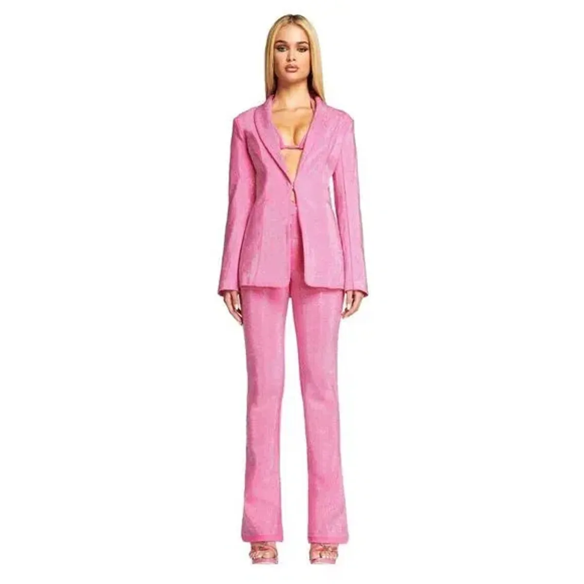 I.AM.GIA Maria Jacket and Pants and Kora Bra Top Set in Pink Rhinestones Size xxs - Image 1