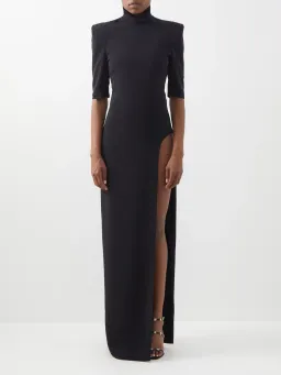 MONOT Turtleneck High Side Slit Dress Black for rent on The Volte - image 2
