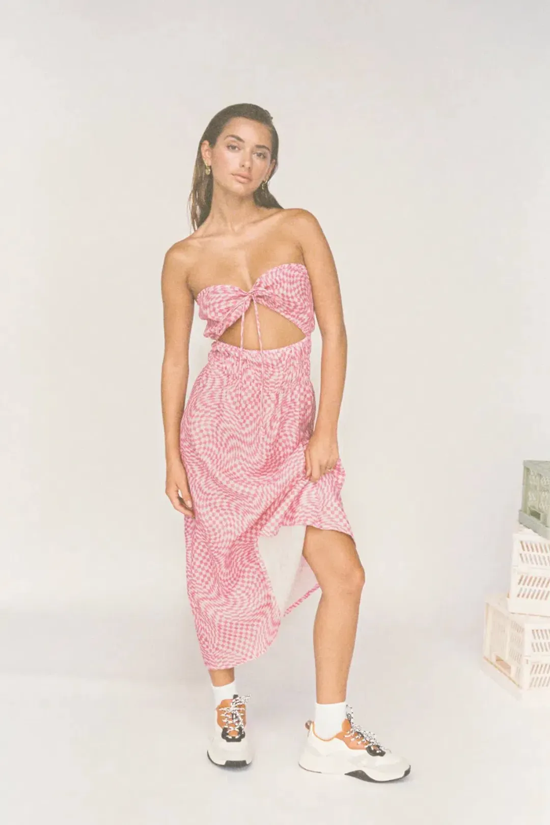 Palytte The Label Piper Dress Print Pink Size AU 6 for rent on The Volte - main image