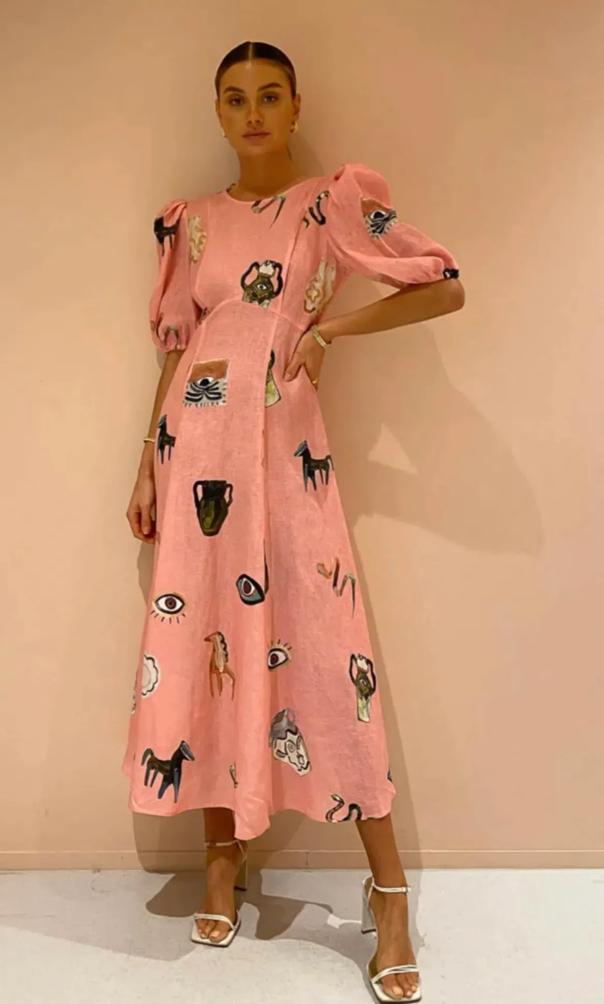 Alemais Cleo Midi Dress in Pink Size 10 - Image 6