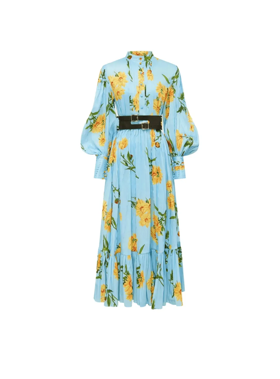 Leo Lin / Marguerite Bleu Silk Linen Dress / Bleu Flora / Size AU 12 for rent on The Volte - main image