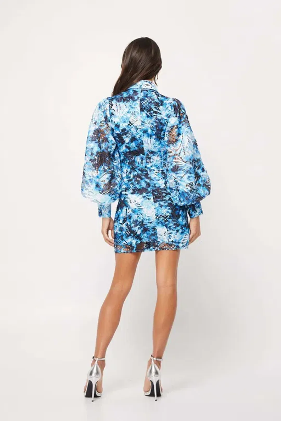 Mossman The High Rise Mini Dress Blue and white Size 8 for rent on The Volte - main image