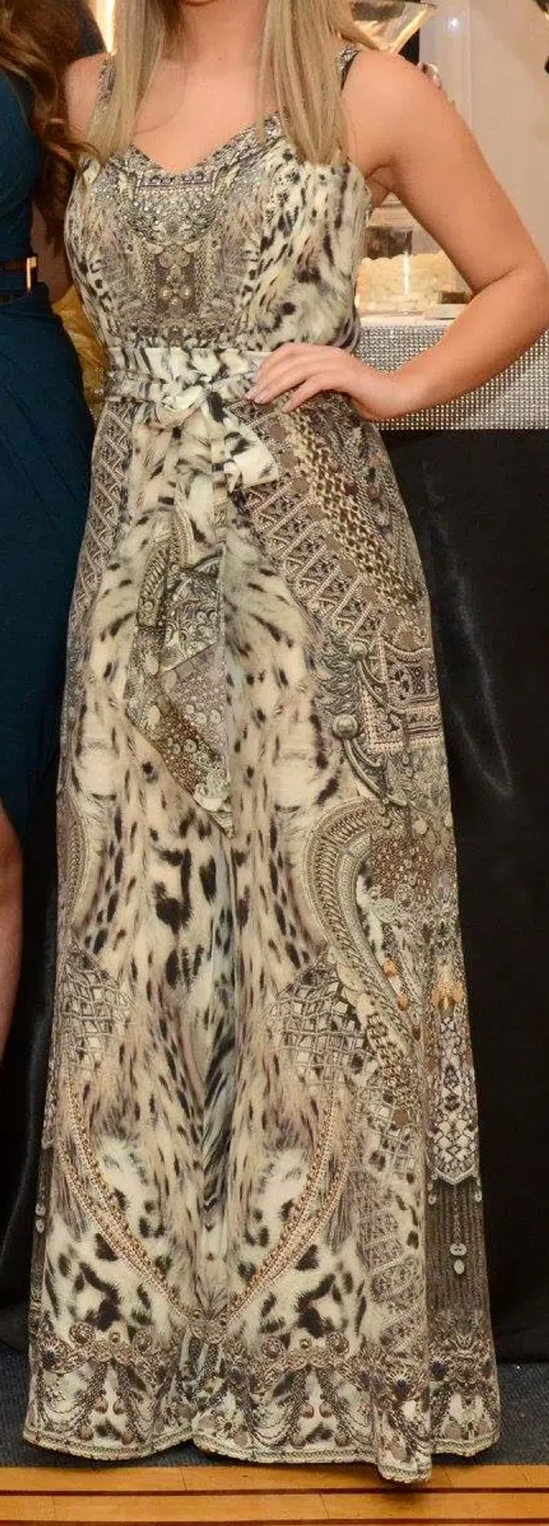 Camila Enspiritu Wide Leg Jumpsuit - Print Gold Size 1 / AU 8 for rent on The Volte - main image