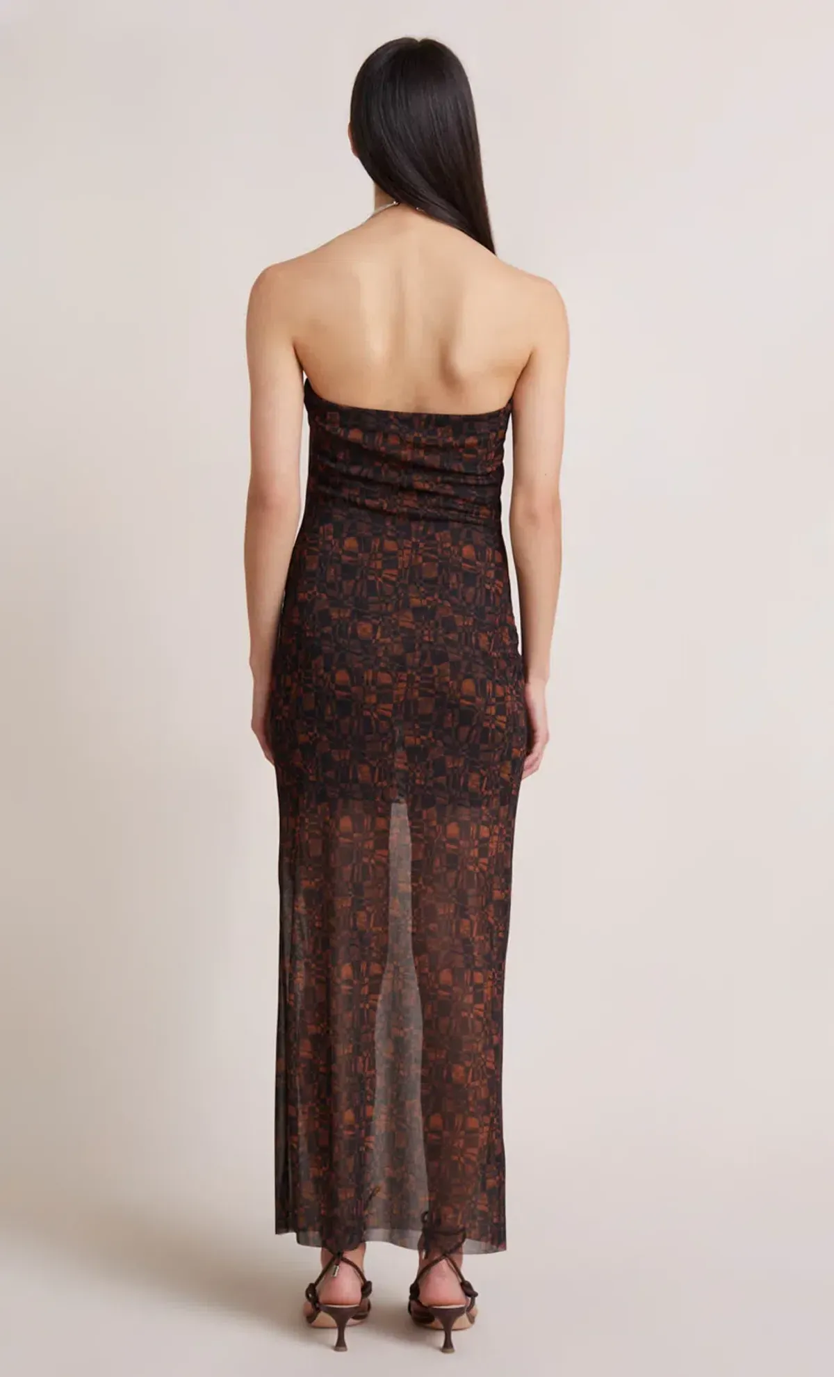 Bec & Bridge Checkmate Strapless Maxi Dress Print Size 12 - Image 3