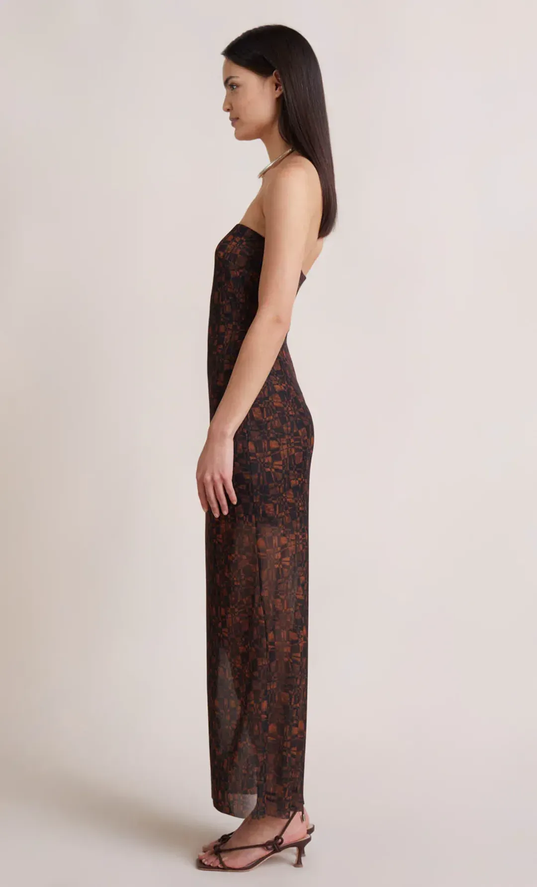 Bec & Bridge Checkmate Strapless Maxi Dress Print Size 12 for rent on The Volte - main image