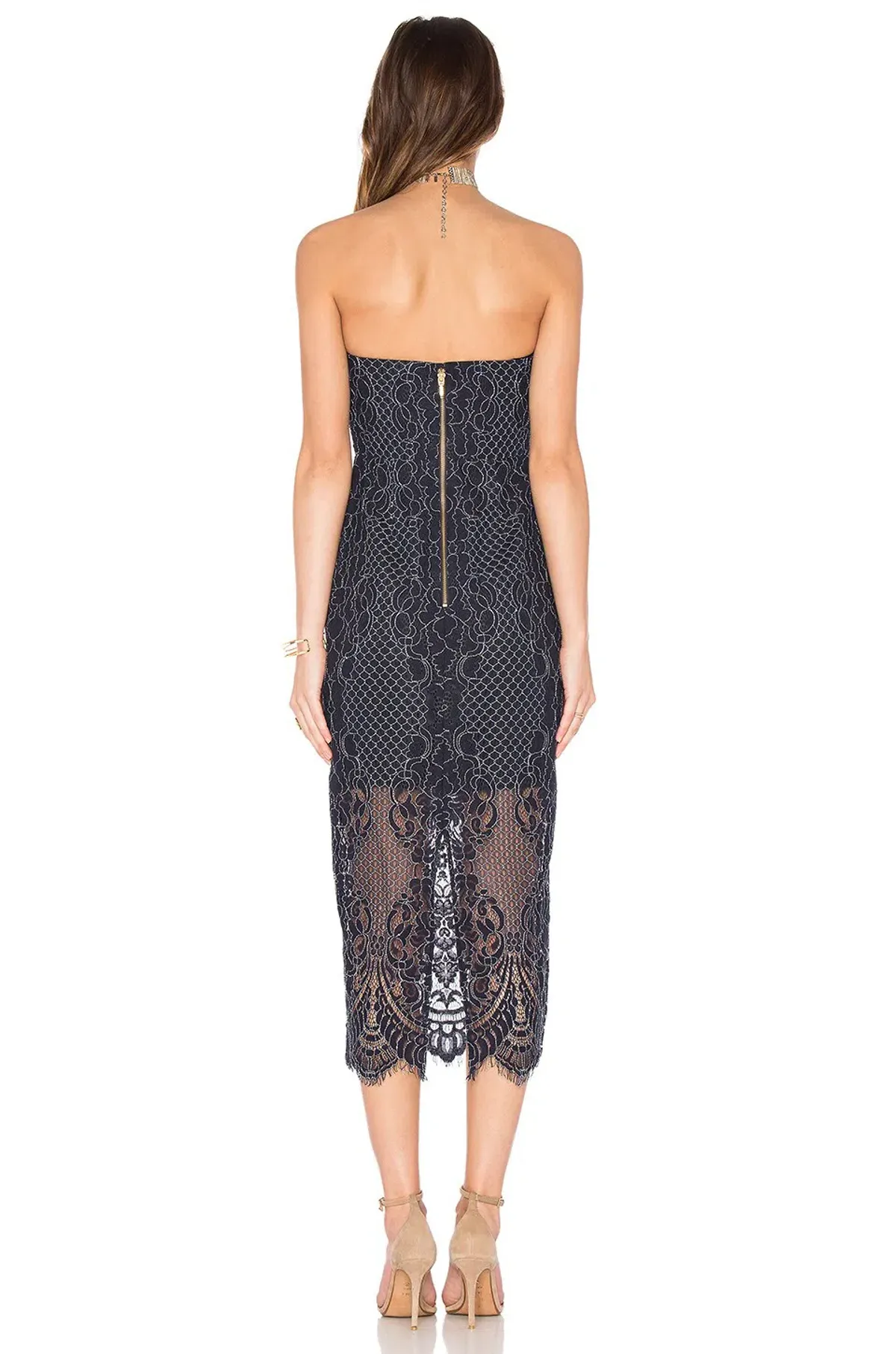 Shona Joy Lace Bustier Midi Dress Navy Size 12 / L - Image 3