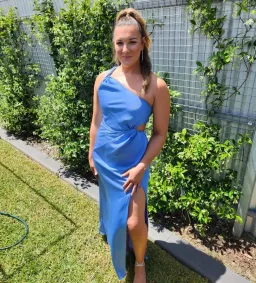 MISHA Kristin Satin Dress Blue Size 14/XL for rent on The Volte - image 3