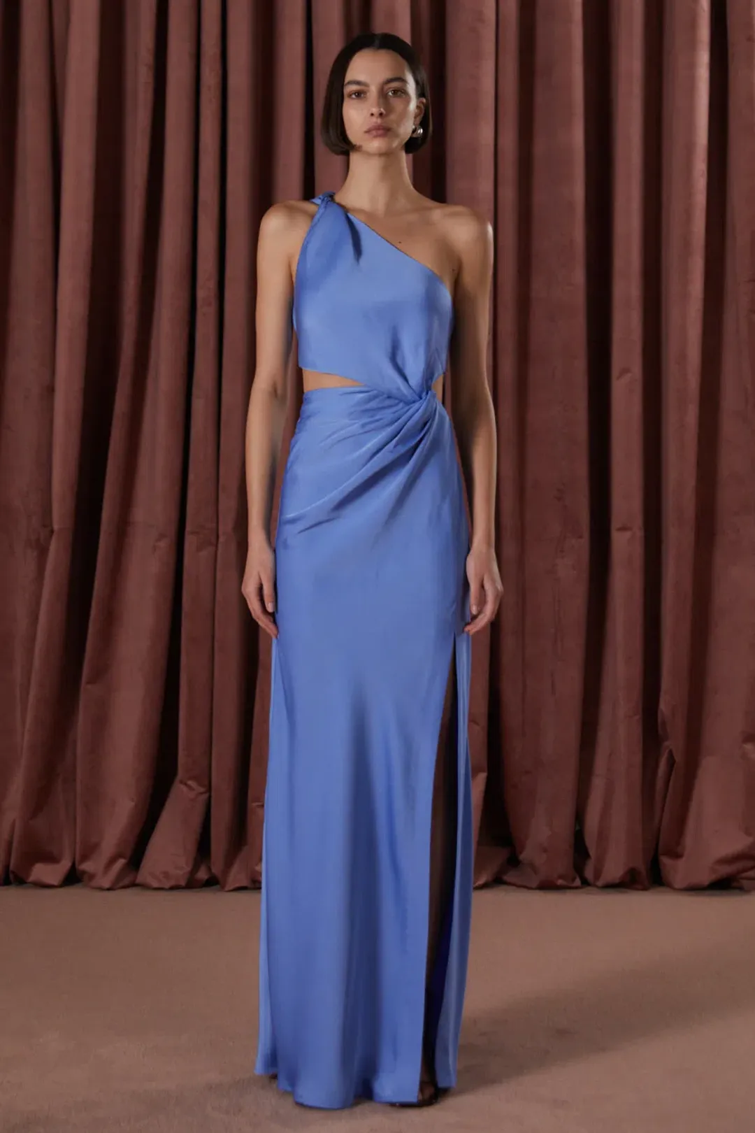 MISHA Kristin Satin Dress Blue Size 14/XL for rent on The Volte - main image