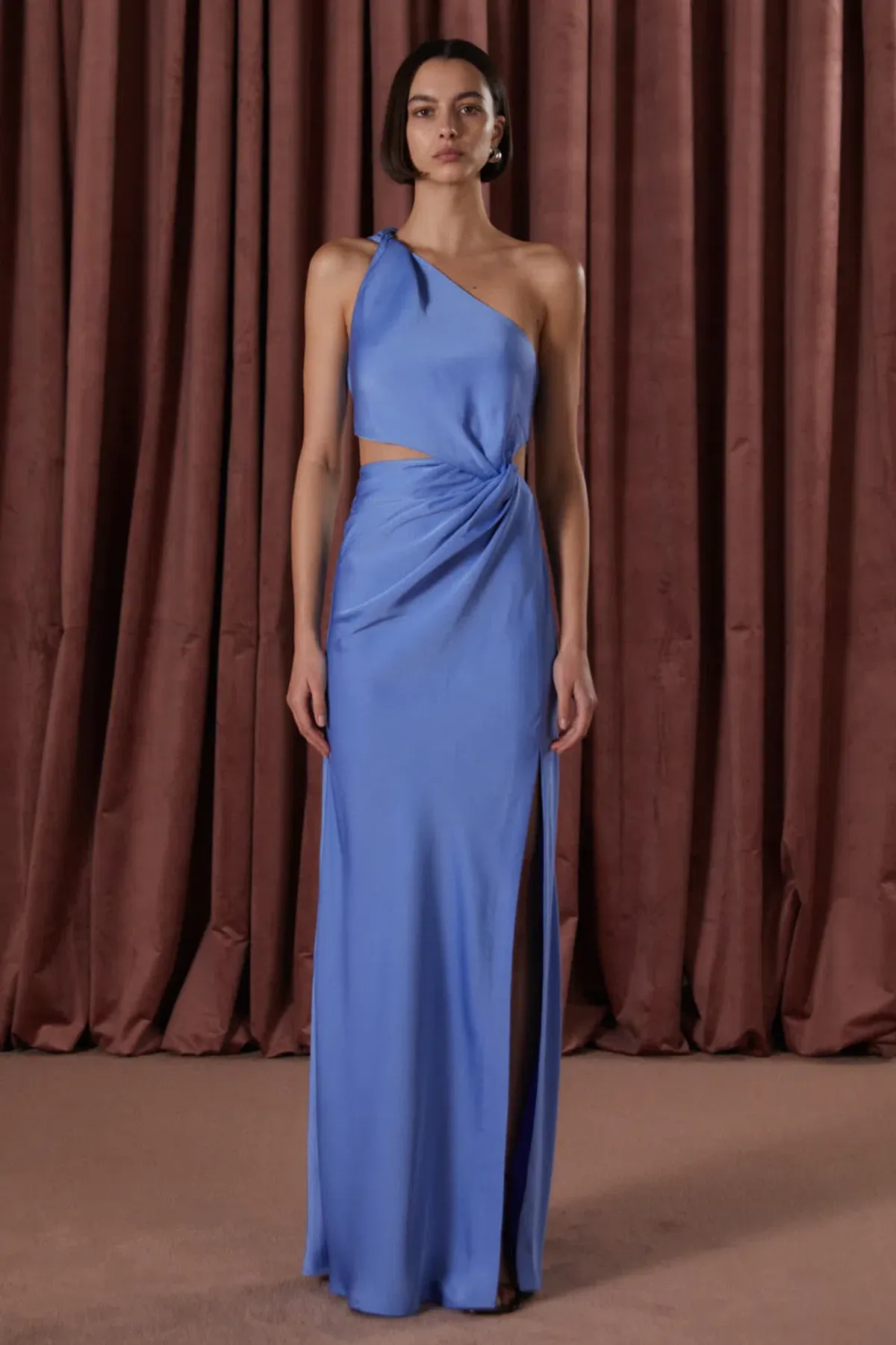 MISHA Kristin Satin Dress Blue Size 14/XL for rent on The Volte - main image