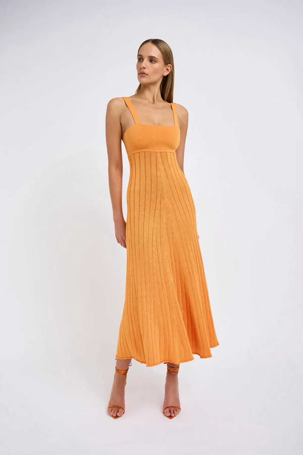 By Johnny Adelita Knit Midi Dress Orange Size 8 / S - Image 1