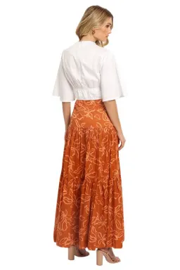 Bec & Bridge Aurora Skirt Orange/Rust Floral Print Size 8 for rent on The Volte - image 2