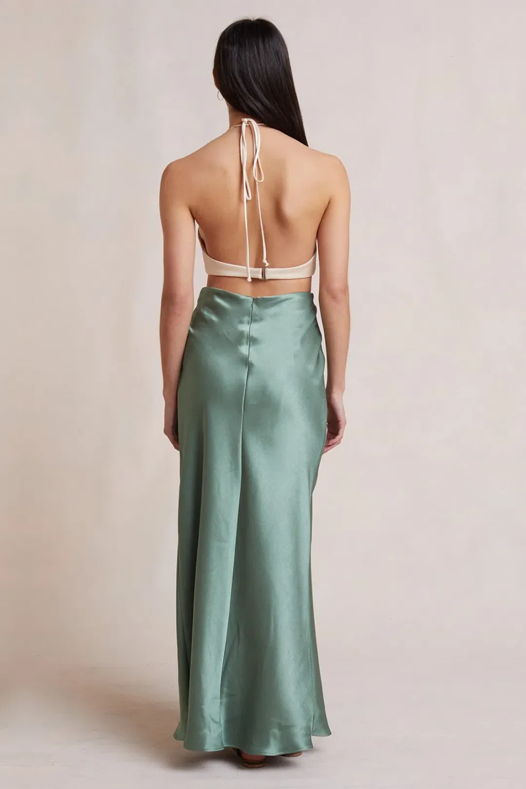 Bec & Bridge Carrie Halter Dress White/Green Size 6 for rent on The Volte - main image
