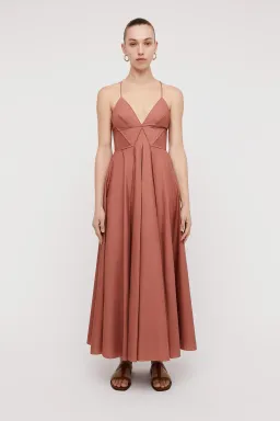 Scanlan Theodore Parachute Cotton Strappy Dress Brown Size AU 8 for rent on The Volte - image 1